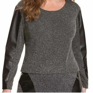 Lane Bryant/ Tweed-like  long sleeved top/ Vegan leather accents/ Size US 20
